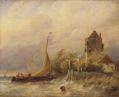 The Homecoming of the Fishing Boat, 1846 by Salomon Leonardus Verveer